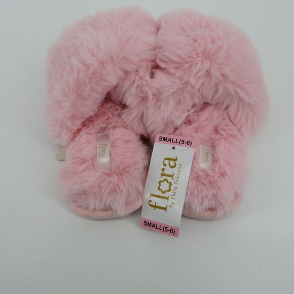 Flora Nikrooz Shoes - Flora By Flora Nikrooz Faux Fur Pink Crossband Womens Slippers S (5-6)